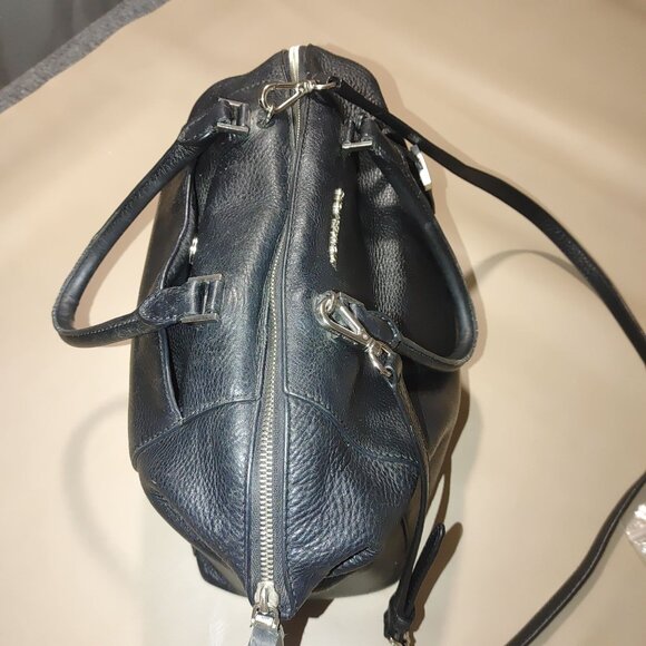 Michael Michael Kors Riley Black Leather Satchel Shoulder Bag  MK Charm Detachab - Picture 8 of 10